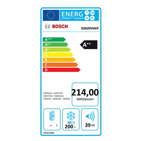 Bosch | GSN29VWEP | Freezer | Energy efficiency class E | Free standing | Upright | Height 161 cm | No Frost system | Total net - 5